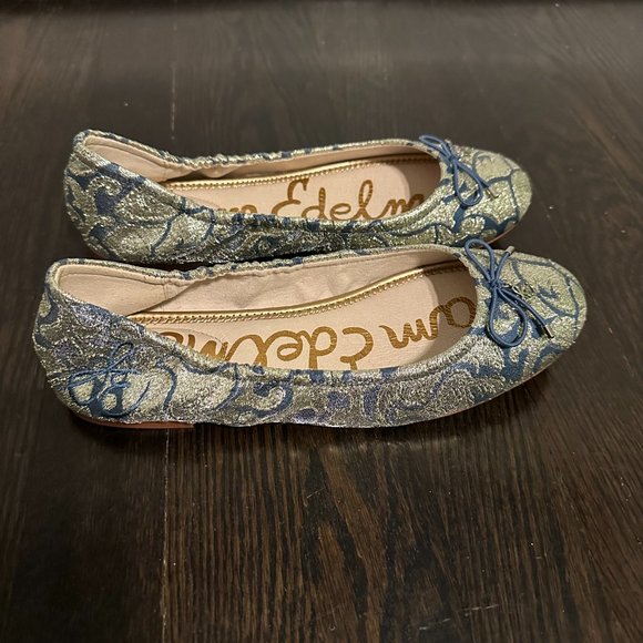 Sam Edelman Felicia Blue and Gold Multi Flats - Picture 6 of 7